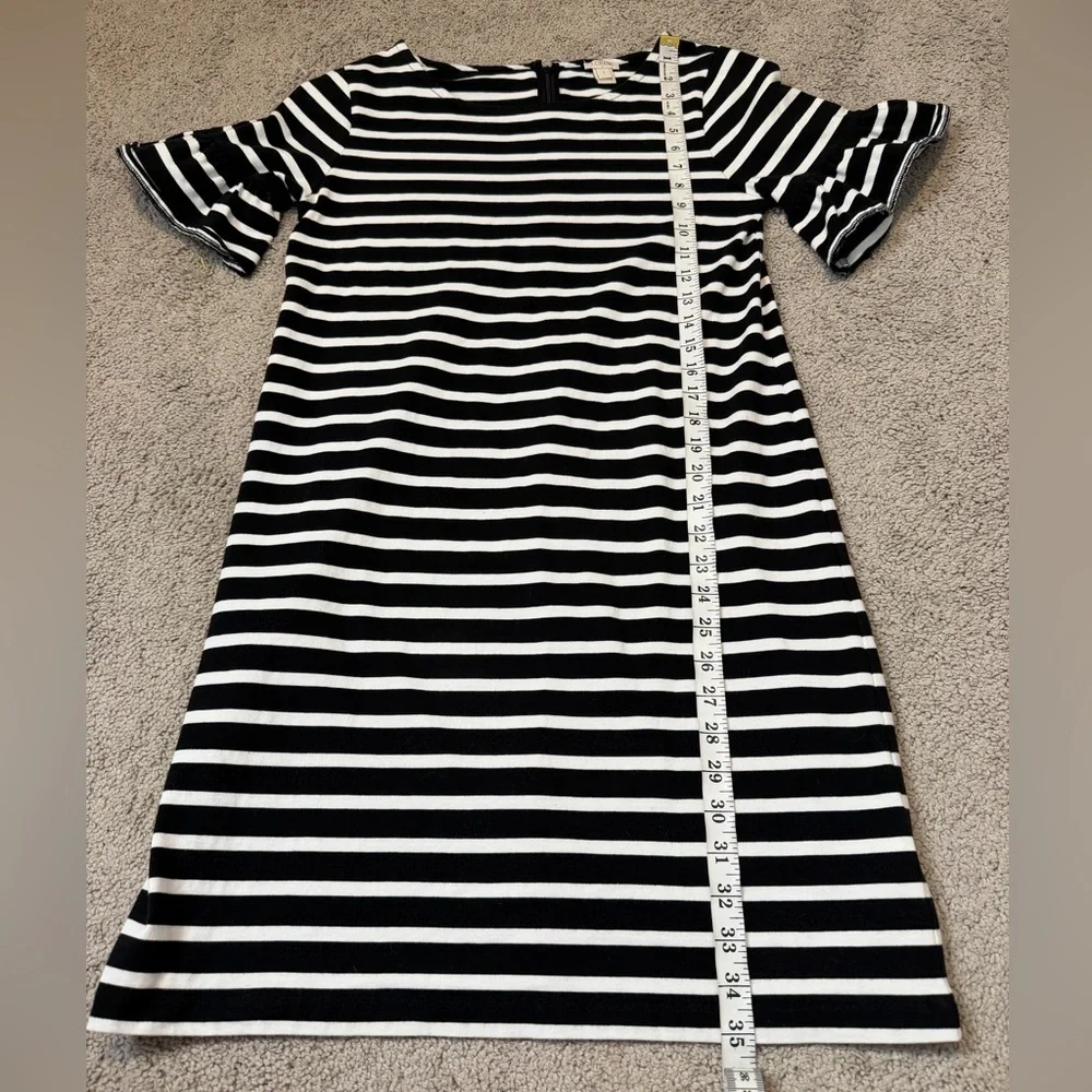 J. Crew Cotton Striped Ruffled Bell-Sleeve Shift T-shirt Dress. Size Small.